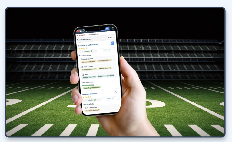 Phone showing recruiting status on field